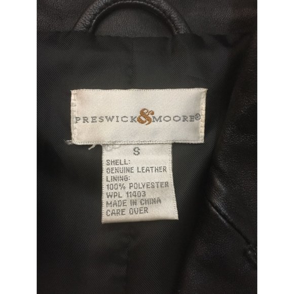 Women's Preswick & Moore Black Leather Jacket Size S - Picture 10 of 13